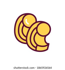 Original italian pasta Pipe rigate color line icon. Isolated vector element.