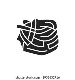 Original italian pasta tagliatelle black glyph icon. Isolated vector element. Outline pictogram for web page, mobile app, promo.  