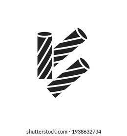 Original italian pasta Tortiglioni black glyph icon. Isolated vector element. Outline pictogram for web page, mobile app, promo.  