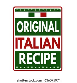 Original italian recipe sign or stamp on white background, vector illustration