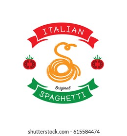 original italian spaghetti logo with s letter typography design and tomato 