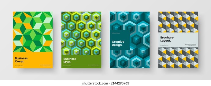 Composición de la ilustración del diseño vectorial de la portada del diario original A4. Colección de conceptos de rótulo de patrones geométricos luminosos.