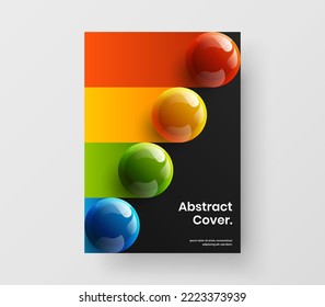 Original journal cover A4 vector design layout. Minimalistic realistic spheres leaflet concept.