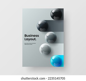 Ilustración de diseño vectorial de portada del diario original. Plantilla de folleto sobre esferas brillantes y realistas.
