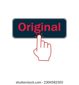 Original key.The hand presses the button to buy online vector icon on white isolated background.