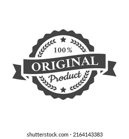 Original label with banner ribbon. Black vector sticker, stamp or badge.