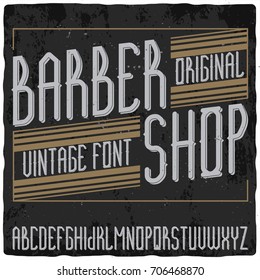 Original label font named 'Barber Shop'. Good to use in any vintage style label design.