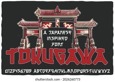 Original label font named Tokugawa. Vintage Japanese style font for any your design like posters, t-shirts, logo, labels etc.