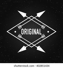 Original - label with ram head on the chalkboard. Vector stamp or banner. 