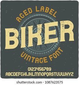 Original label typeface named "Biker". Good handcrafted font for any label design.