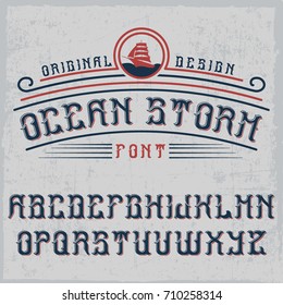 Original label typeface named "Ocean Storm". Good to use in any label design.