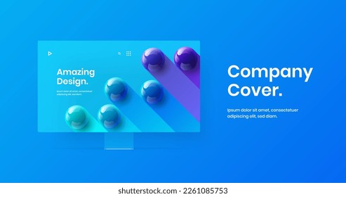 Original landing page design vector template. Colorful desktop mockup website layout.