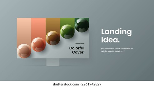 Original landing page design vector illustration. Minimalistic computer monitor mockup banner layout.