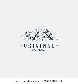 original landscape logo vector design illustration with vintage, modern and hipster styles isolated on white background. 