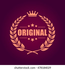Original laurel wreath heraldic emblem vector illustration isolated on dark background