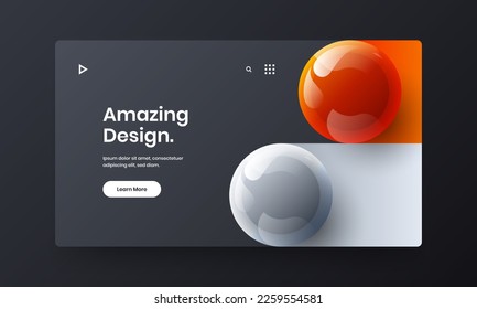 Original leaflet vector design template. Trendy 3D balls front page concept.