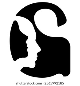 original letter G logo design with silhouettes of people in love cut on the letter, for various designs and logos	