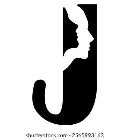 original letter J logo design with silhouettes of people in love cut on the letter, for various designs and logos