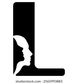 original letter L logo design with silhouettes of people in love cut on the letter, for various designs and logos	