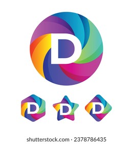 Original letter logo with custom made with multi colored swirl. tools used coreldraw, illustrator