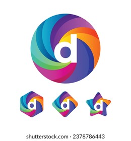 Original letter logo with custom made with multi colored swirl. tools used coreldraw, illustrator