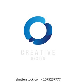 Original Letter O in blue colour for logotype. Vector sign logo design template. Flat illustration EPS10.