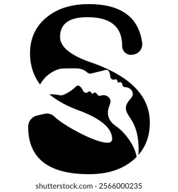 original letter S logo design with silhouettes of people in love cut on the letter, for various designs and logos