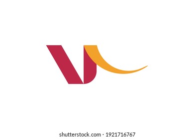 Original Letter V in red and orange colour for logotype. Vector sign logo design template. Flat illustration EPS10.