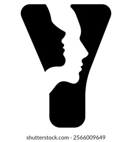 original letter Y logo design with silhouettes of people in love cut on the letter, for various designs and logos	