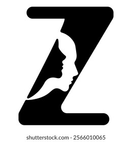 original letter Z logo design with silhouettes of people in love cut on the letter, for various designs and logos	