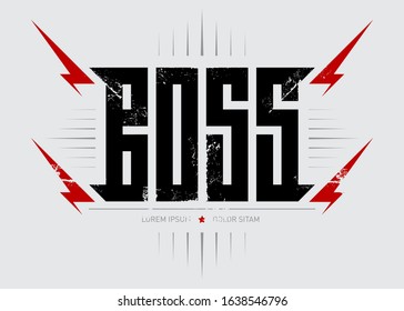 Original lettering with lightnings for Boss's Day. Print for t-shirt, poster, card, mug etc. Vector.