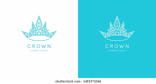 Original linear image of a crown. Isolated vector emblem. Illustration in simple flat style.