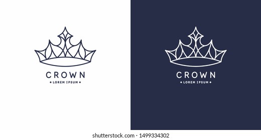 The original linear image of the crown. Isolated vector emblem. Illustration in simple flat style.