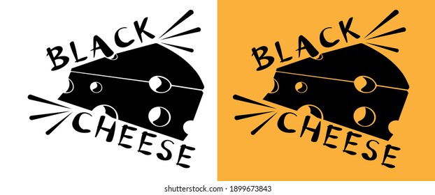 original logo of black cheese on white and yellow background