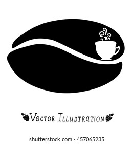 The original logo for cafe, coffee. Isolated vector illustration. Black and white graphics.