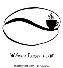 The original logo for cafe, coffee. Isolated vector illustration. Black and white graphics.
