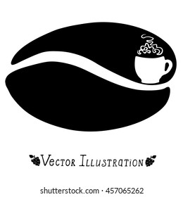 The original logo for cafe, coffee. Isolated vector illustration. Black and white graphics.