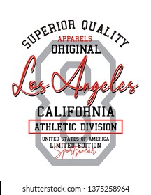 Original Los Angeles USA style typography design for t-shirt print and other uses. Vector image design.