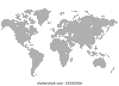 Original map of the world made peace signs. Vector illustration.
