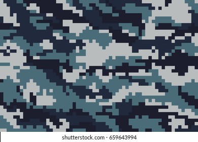 Original marine pixel camouflage. Vector illustration.