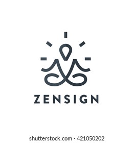 Original Meditation Yoga Minimal Symbol. Memorable Visual Metaphor. Simple, Solid & Bold Mark. Represents the Concept of Enlightenment, Zen, Relax, Insight, Healthy Lifestyle, Harmony, Reflection etc