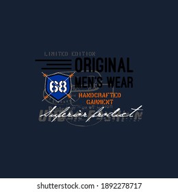 original mens wear typography graphic design, for t-shirt prints, vector illustration
