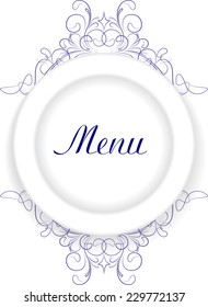 Original menu design with plate. Vector illustration.