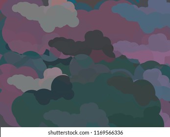 Original Military Print Vector Illustration. Colorful Clouds Texture