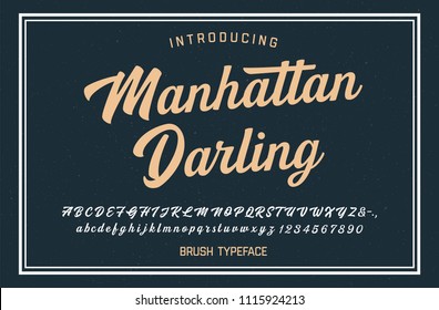 Original Modern Brush Font. Vintage Style. Typeface. Vector