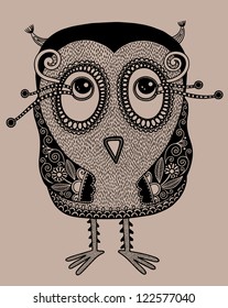 original modern cute ornate doodle fantasy owl