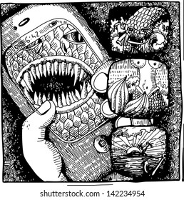 original modern cute ornate doodle fantasy monster personage smart phone cover design
