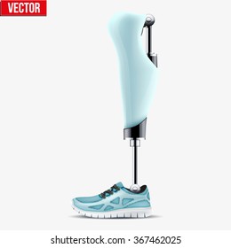 Original  Modern Exoskeleton Prosthetic leg mechanism. Vector Illustration isolated on white background.