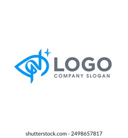 Original modern eye logo with letter N in vector.