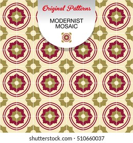 Original Modernist mosaic pattern. Catalan modernist design from Barcelona. Can be used for card design, wallpaper, pattern fills, web page background, surface textures.
